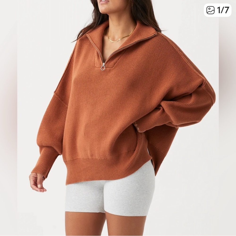 Tan Half-Zip Sweater (see pics)